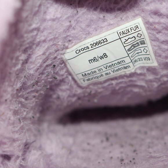 Crocs Unisex Baya lined fuzz strap clog white/lavender US Women's 8/Men's 6 - Picture 11 of 11